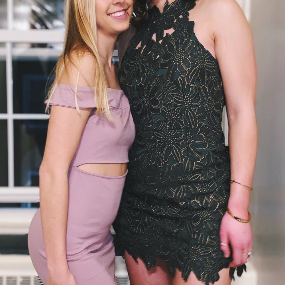 Green and Gold Floral Free People Dress